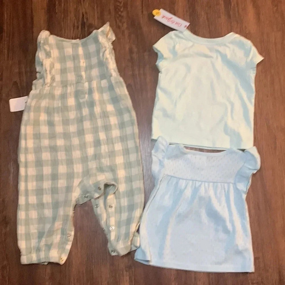 Cat & Jack Baby Girl’s 3-Piece Shirts, Romper Bundle 12 Months - Picture 2 of 14